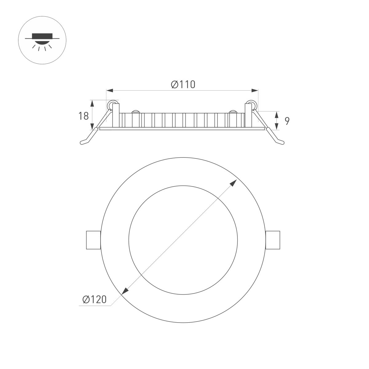 Встраиваемый светильник Arlight MS-EDGE-R120-6W Day4000 (WH, 115 deg, 230V) (IP44 Металл) 041903 в #REGION_NAME_DECLINE_PP#