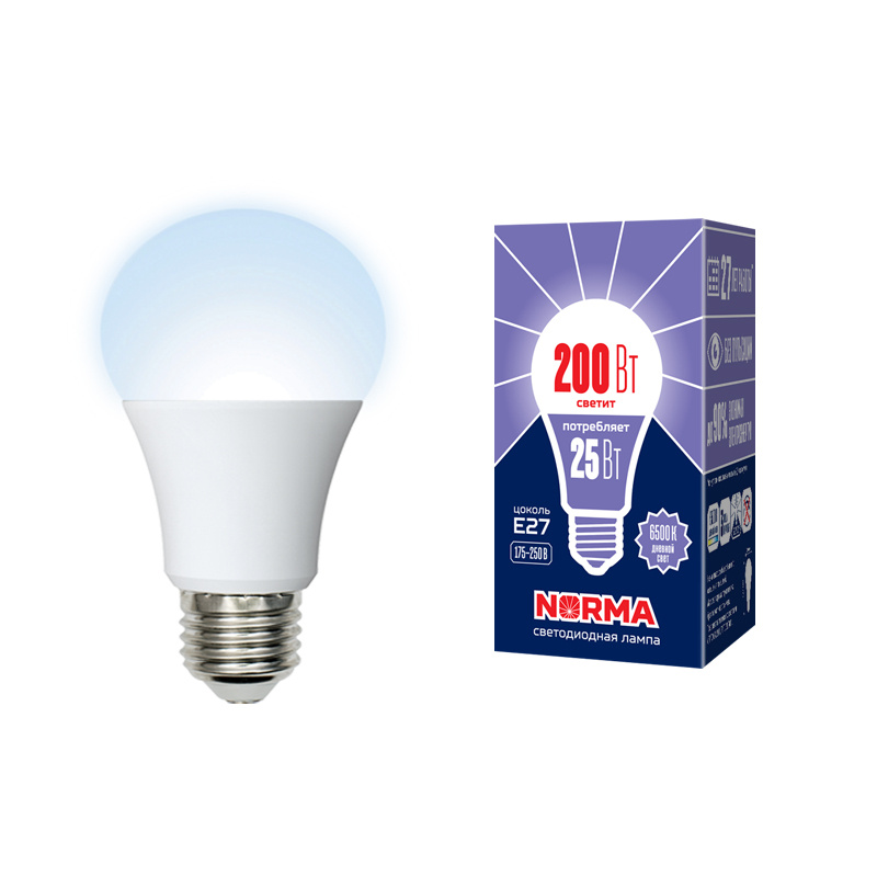 Лампа светодиодная (UL-00004471) Volpe E27 25W 6500K матовая LED-A70-25W/6500K/E27/FR/NR в Санкт-Петербурге