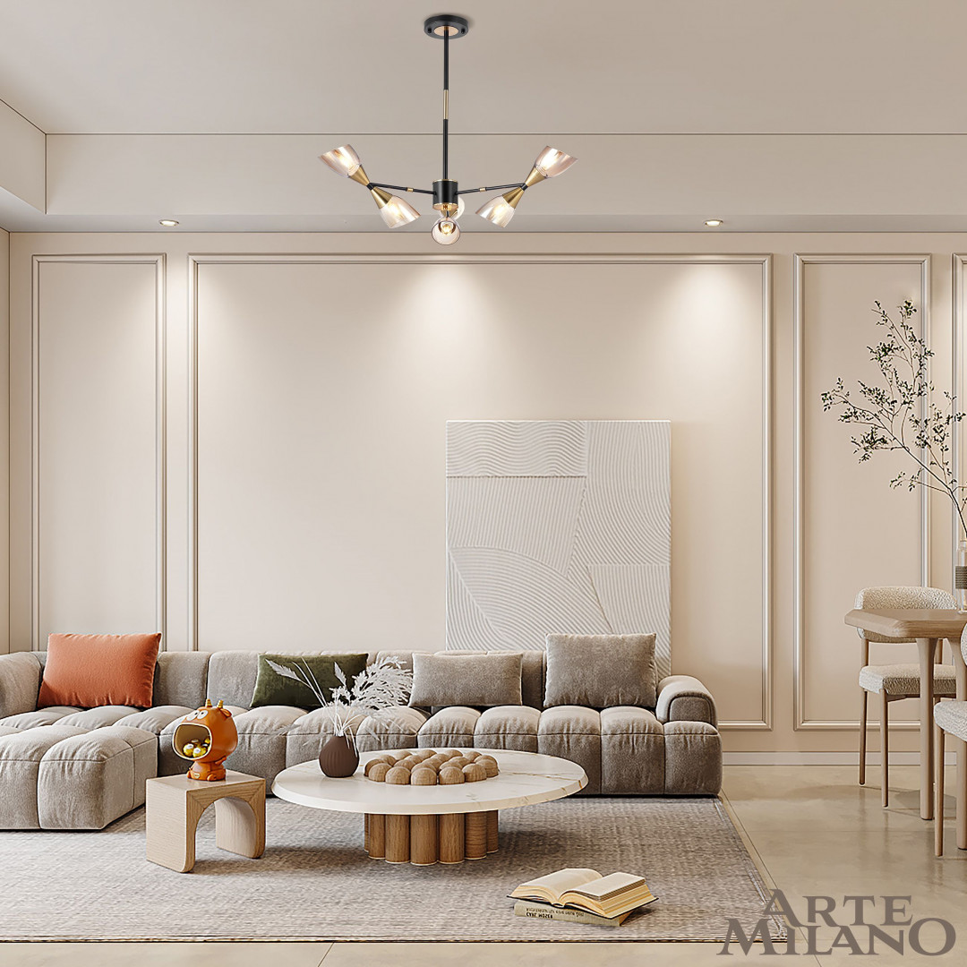 Люстра на штанге Arte Milano Neapolis 276708/6 BK/GD в #REGION_NAME_DECLINE_PP#