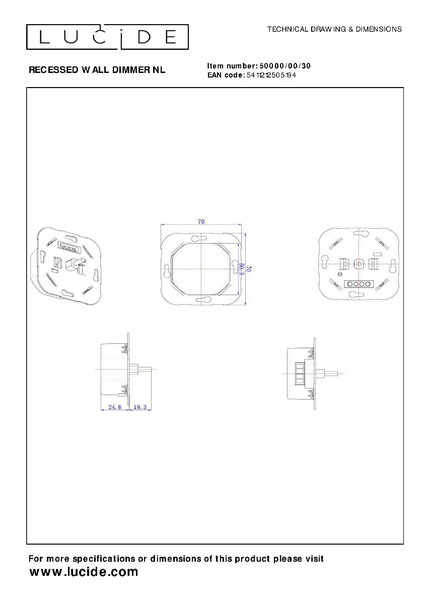 Диммер Lucide Recessed wall dimmer nl 50000/00/30 в Санкт-Петербурге