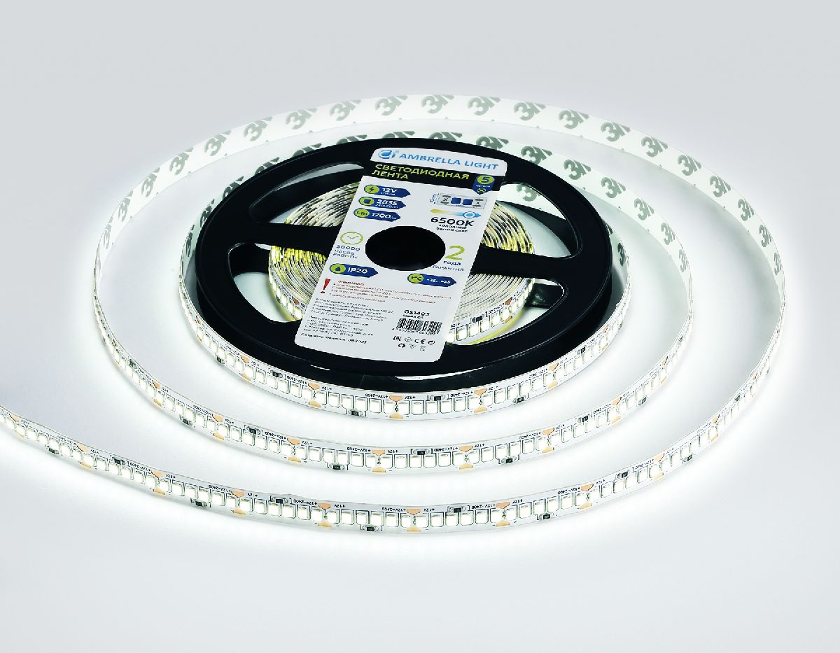 Светодиодная лента Ambrella Light LED Strip 12В 2835 17Вт/м 6500K 5м IP20 GS1403 в Санкт-Петербурге