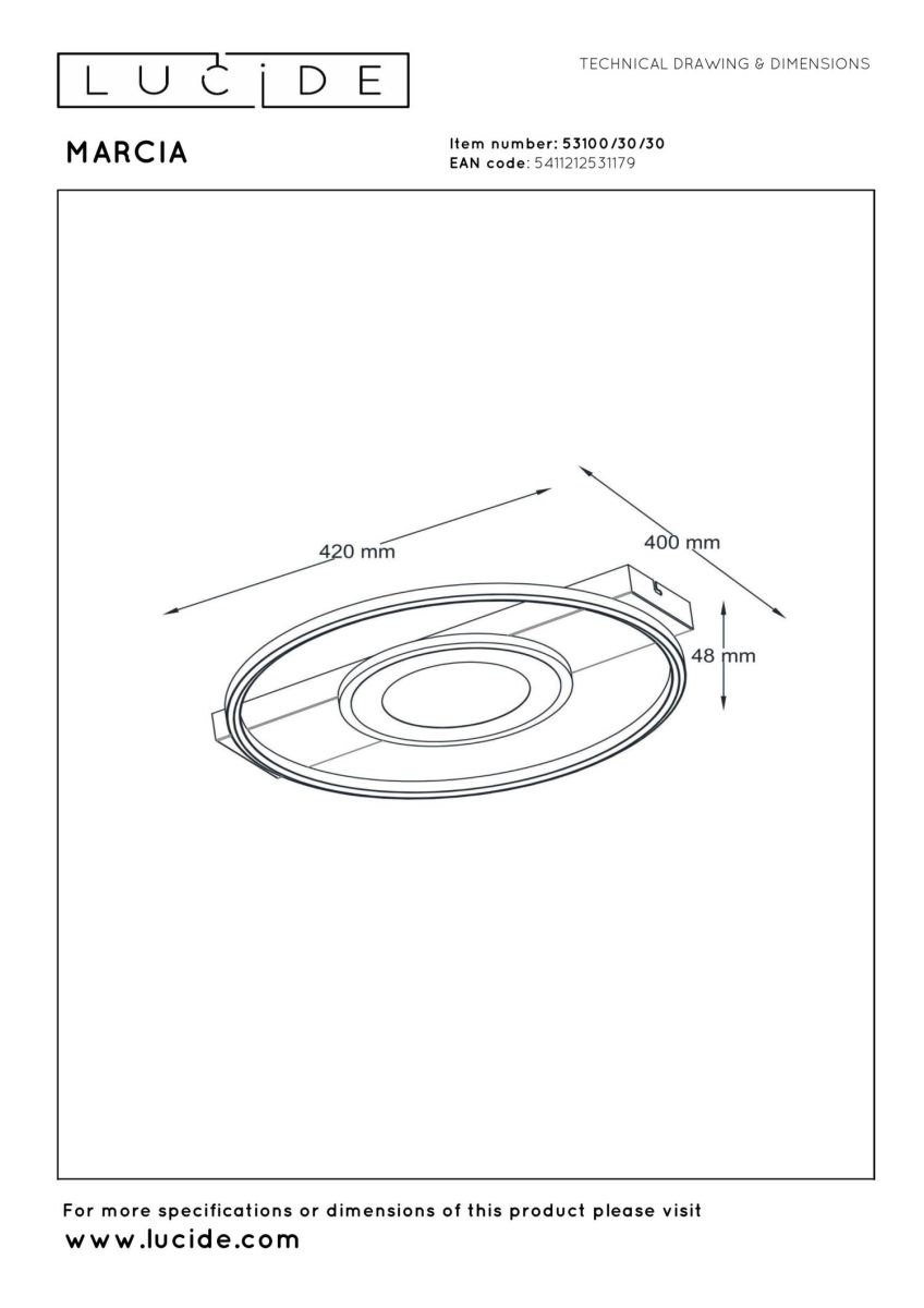 Потолочный светильник Lucide Marcia 53100/30/30 в #REGION_NAME_DECLINE_PP#