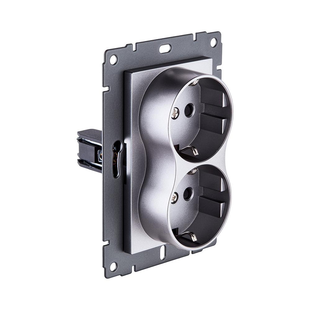 Розетка штепсельная SCHUKO двойная 16A/250 В, серый Kollinger REA-032GY для Aspekt, Eleganz, Reflex в Санкт-Петербурге