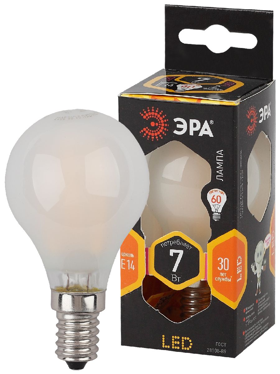 Лампа светодиодная Эра E14 7W 2700K F-LED P45-7W-827-E14 frost Б0027956 в Санкт-Петербурге