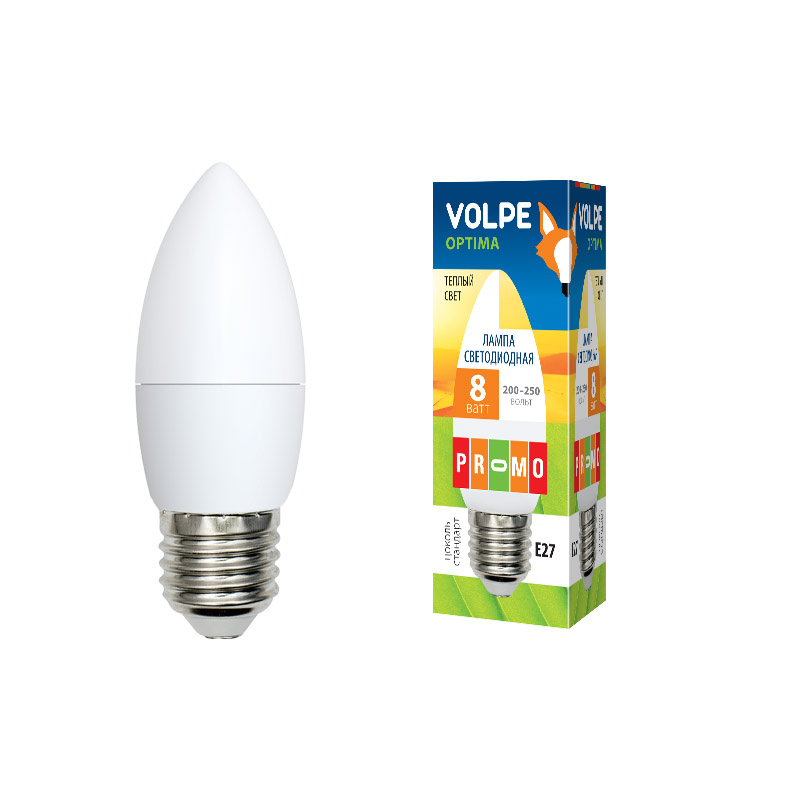 Лампа светодиодная (UL-00001770) Volpe E27 8W 3000K матовая LED-C37-8W/WW/E27/FR/O в Санкт-Петербурге