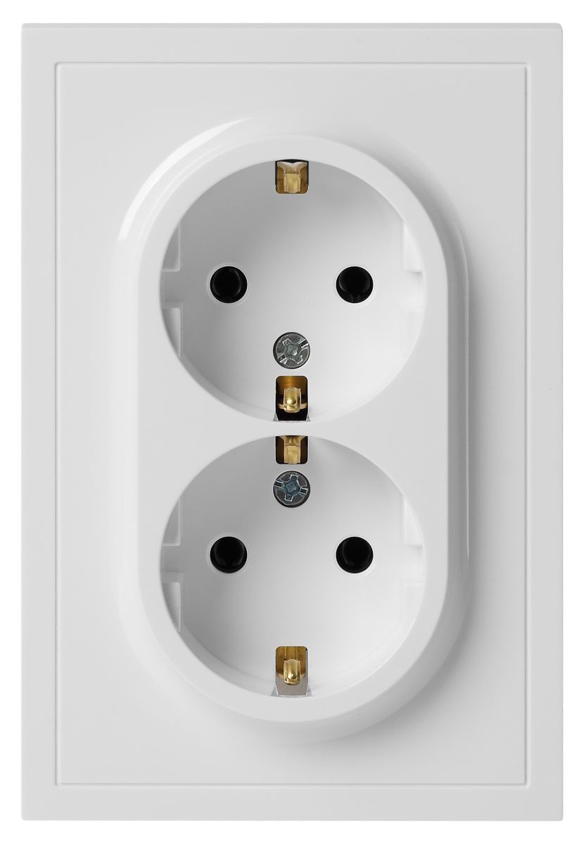 Розетка Эра Galaxy 15-2105-01 с заземлением двойная 2X2P+E Schuko со шторками IP20 16А-250В белый Б0070697 в Санкт-Петербурге