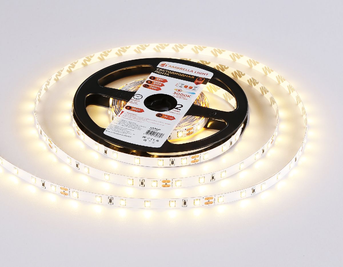 Светодиодная лента Ambrella Light LED Strip 24В 2835 6Вт/м 3000K 5м IP20 GS3001 в Санкт-Петербурге