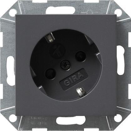 Розетка Gira System 55 Schuko с/з со шторками 16A 250V безвинтовой зажим антрацит 041828 в Санкт-Петербурге