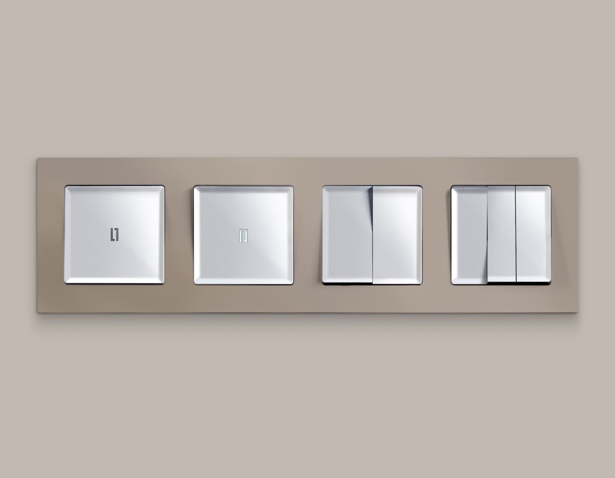 Комплект механизма 2-клавишного перекрестного выключателя 10A-250V Alfa Серебро глянец Quant Ambrella Volt MA403030 (AP4030, VM125) в #REGION_NAME_DECLINE_PP#