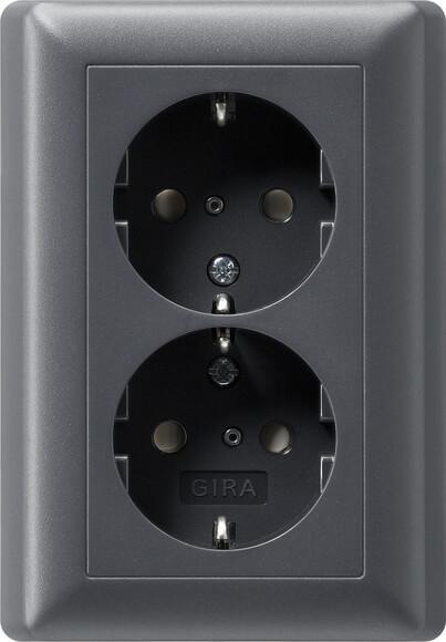 Розетка двойная Gira System 55 Schuko с/з со шторками 16A 250V безвинтовой зажим антрацит 078328 в Санкт-Петербурге