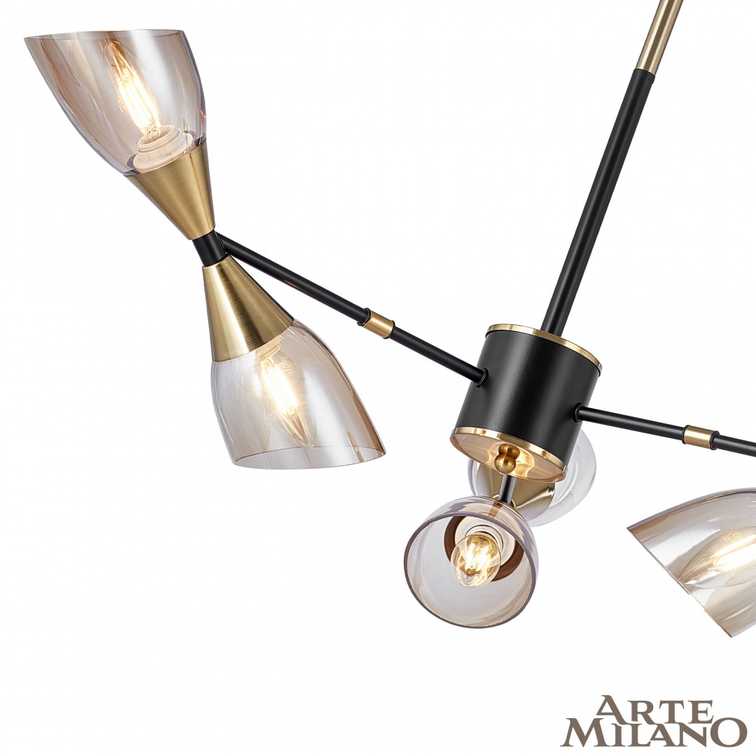 Люстра на штанге Arte Milano Neapolis 276708/6 BK/GD в #REGION_NAME_DECLINE_PP#