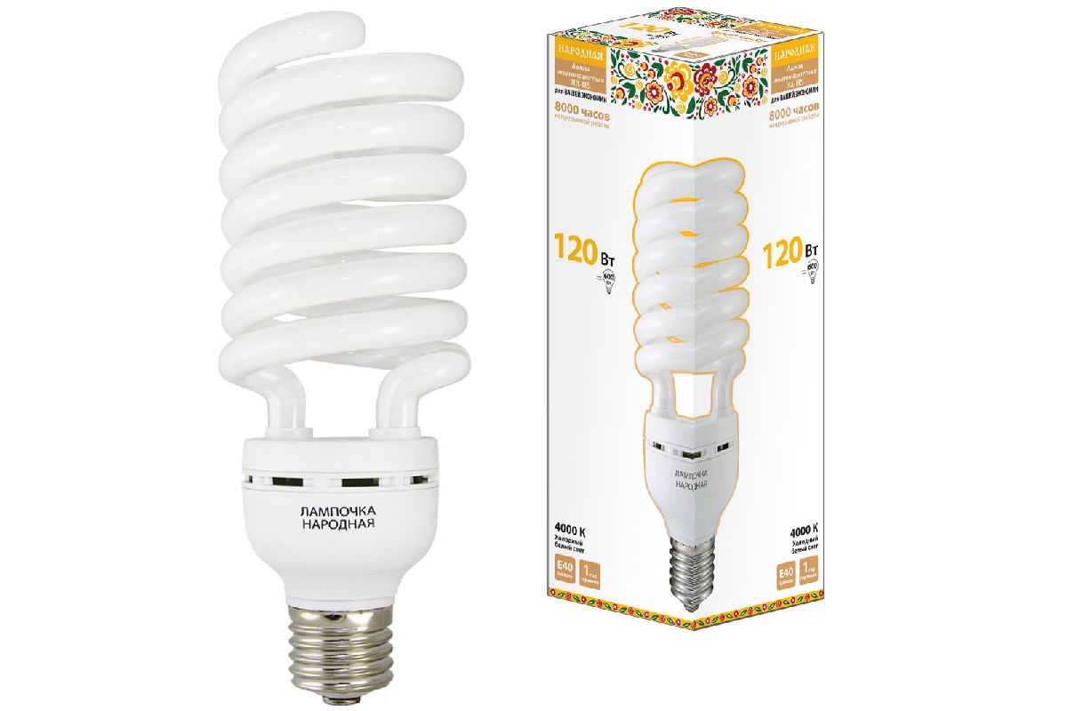 Лампа люминесцентная TDM Electric Народная E40 120W 4000K матовая SQ0347-0049 в Санкт-Петербурге