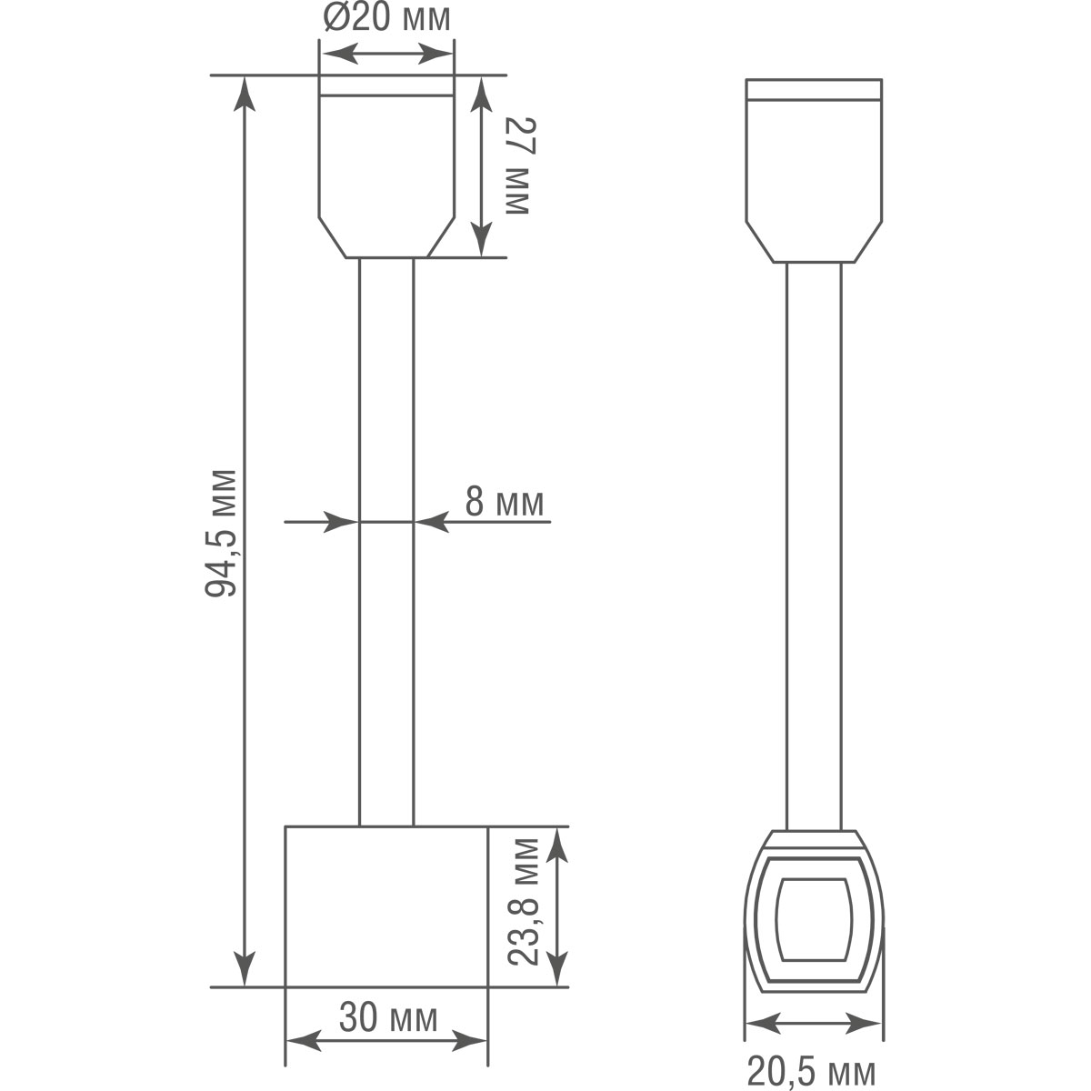 Токопроводящий прямой соединитель Donolux Code 1.2 Connector 180 H95 B DL20224 в Санкт-Петербурге