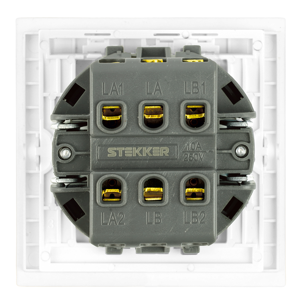 Выключатель двухклавишный Stekker Мия RSW10-3111-01 белая магнолия 50788 в Санкт-Петербурге