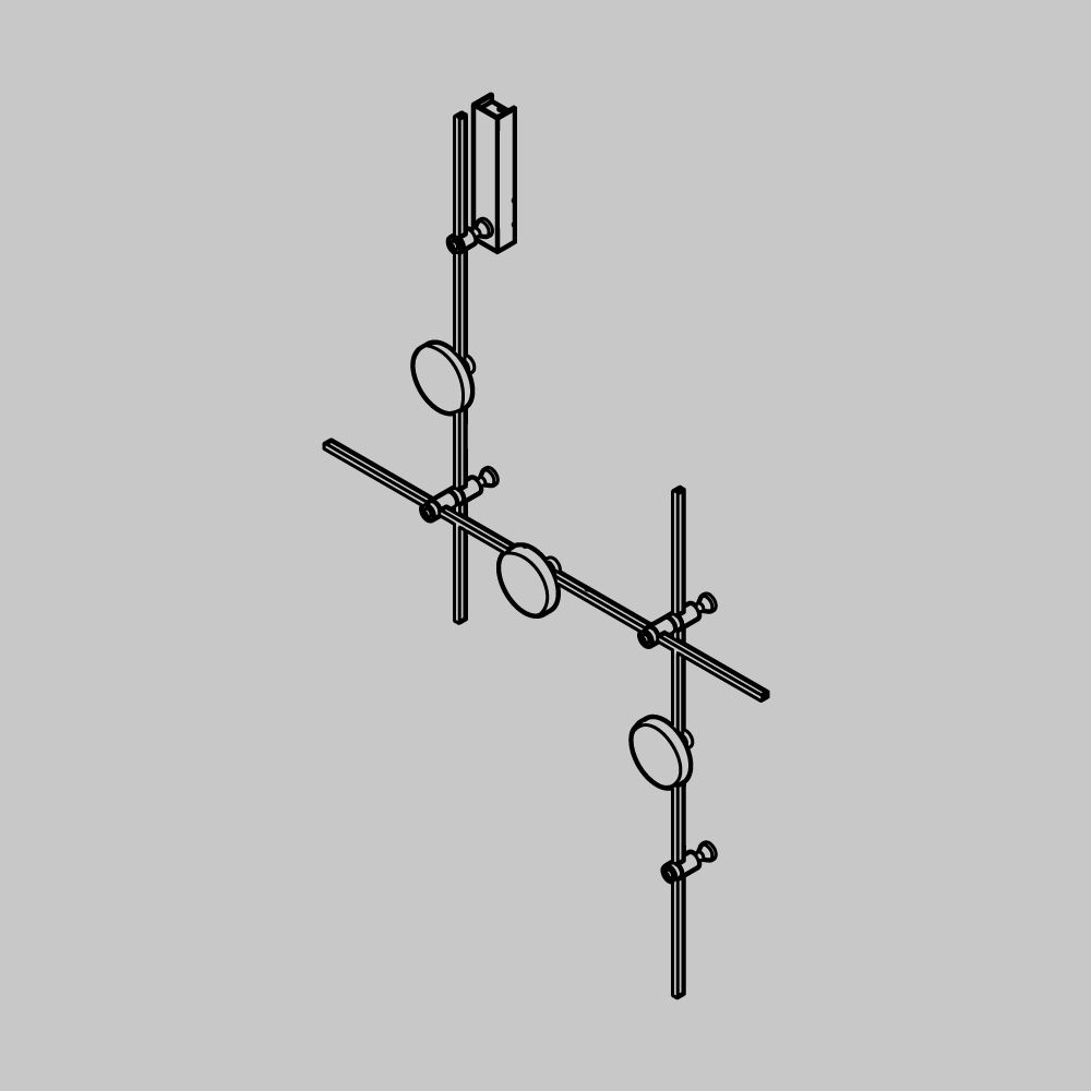 Готовая конструкция настенная прямая со светильниками Plato 3 шт. и блоком питания Maytoni Technical Flarity TFC-Flar-W01-B в Санкт-Петербурге