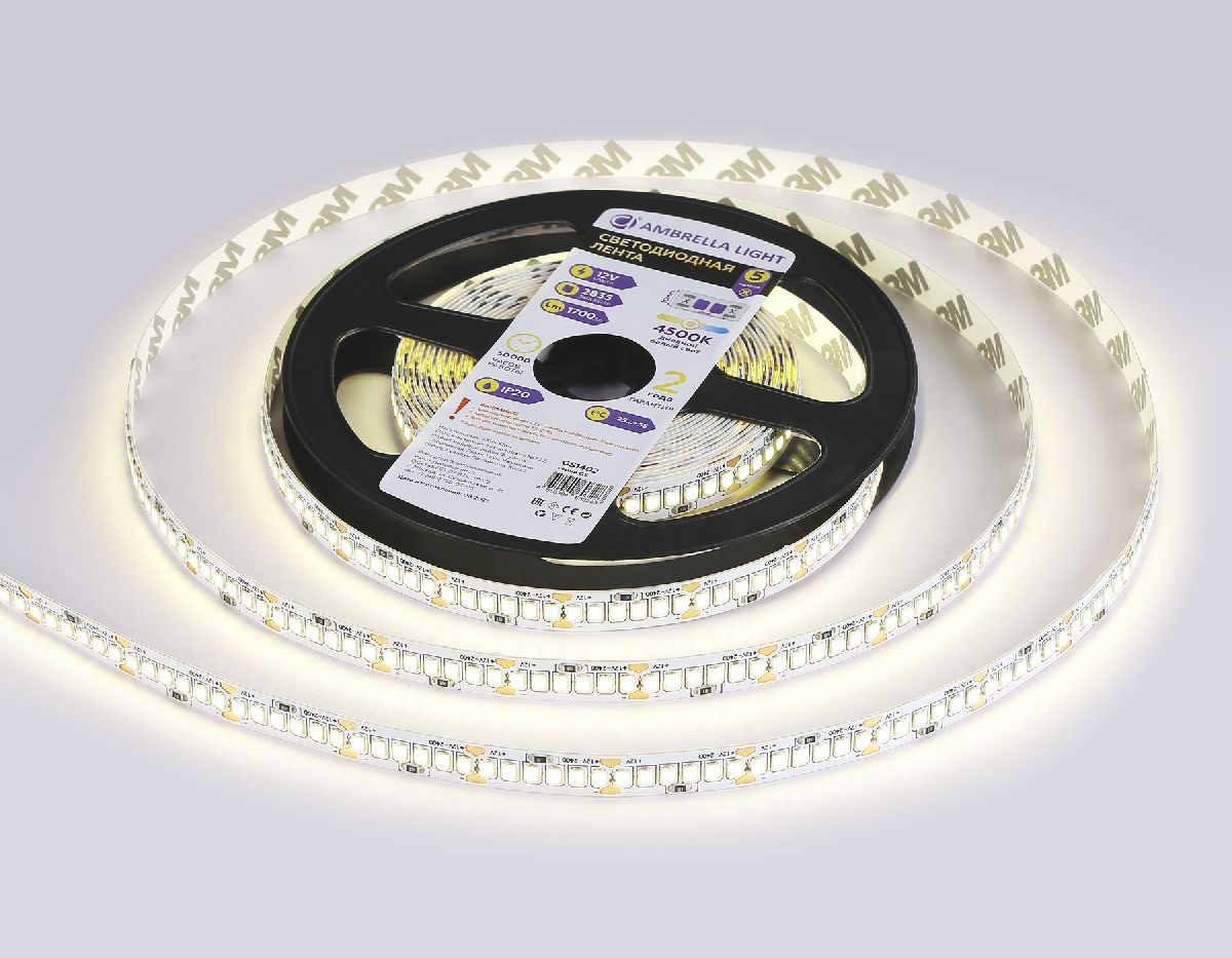 Светодиодная лента Ambrella Light LED Strip 12В 2835 17Вт/м 4500K 5м IP20 GS1402 в Санкт-Петербурге