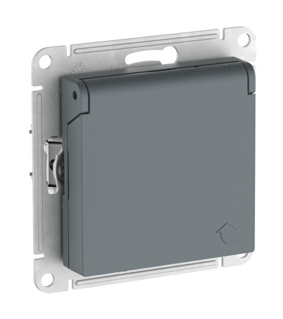 Розетка с заземл. со шторк. с крышкой, 16А,IP20,мех., быстрозажим. клем. Systeme Electric AtlasDesign Грифель ATN000746S в Санкт-Петербурге