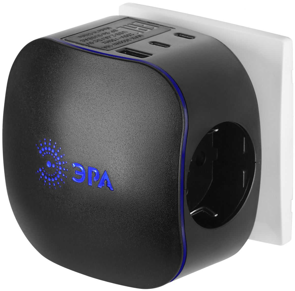 Разветвитель электрический ЭРА SP-3e-3USBAC-B на 3 розетки + 3 USB A+C с заземлением со шторками 16А черный Б0069082 в Санкт-Петербурге