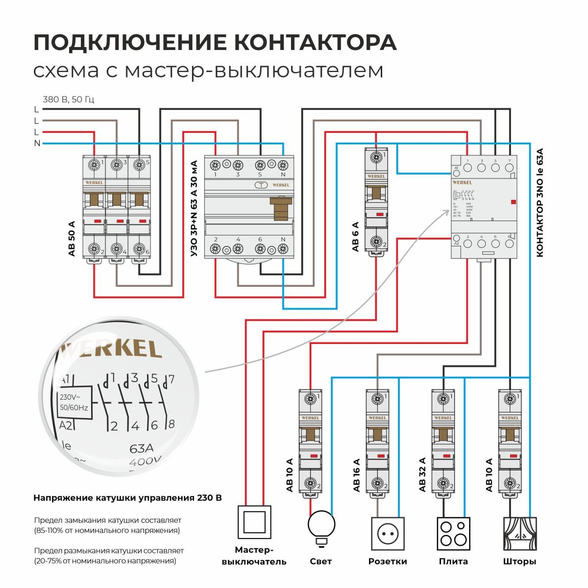 Контактор модульный Werkel W943M63O 4690389212130 a069478 в Санкт-Петербурге