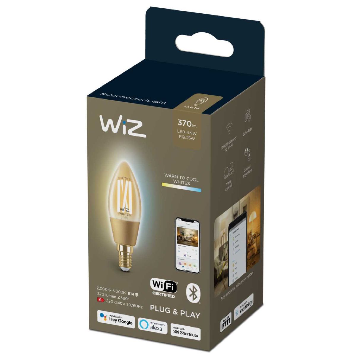 Умная светодиодная лампа Wiz Wi-Fi BLE25WC35E14920-50Amb1PF/6 E14 4,9W 2000/5000K 929003017701 в Санкт-Петербурге