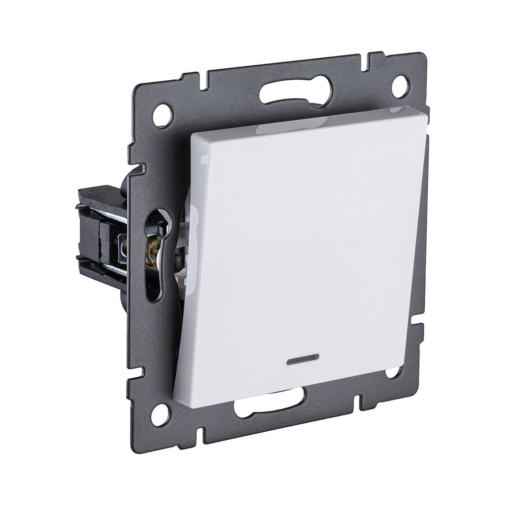 Выключатель 1-клавишный проходной 10А/250В с LED подсветкой, белый Kollinger REA-S-004WH для Aspekt, Eleganz, Reflex в Санкт-Петербурге