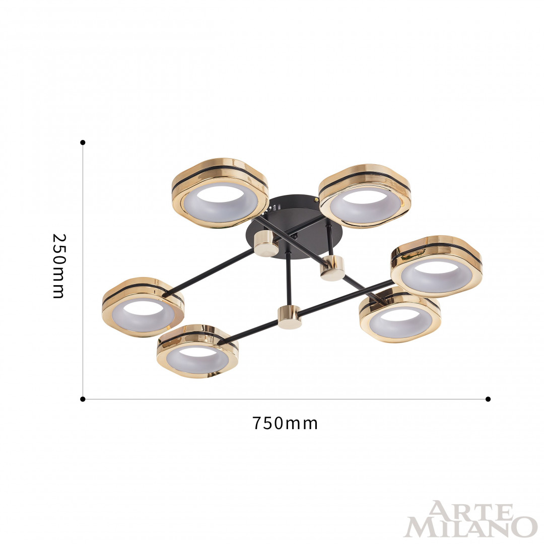 Потолочный светодиодный светильник Arte Milano Ferrara 277999/6 BK/GD в #REGION_NAME_DECLINE_PP#