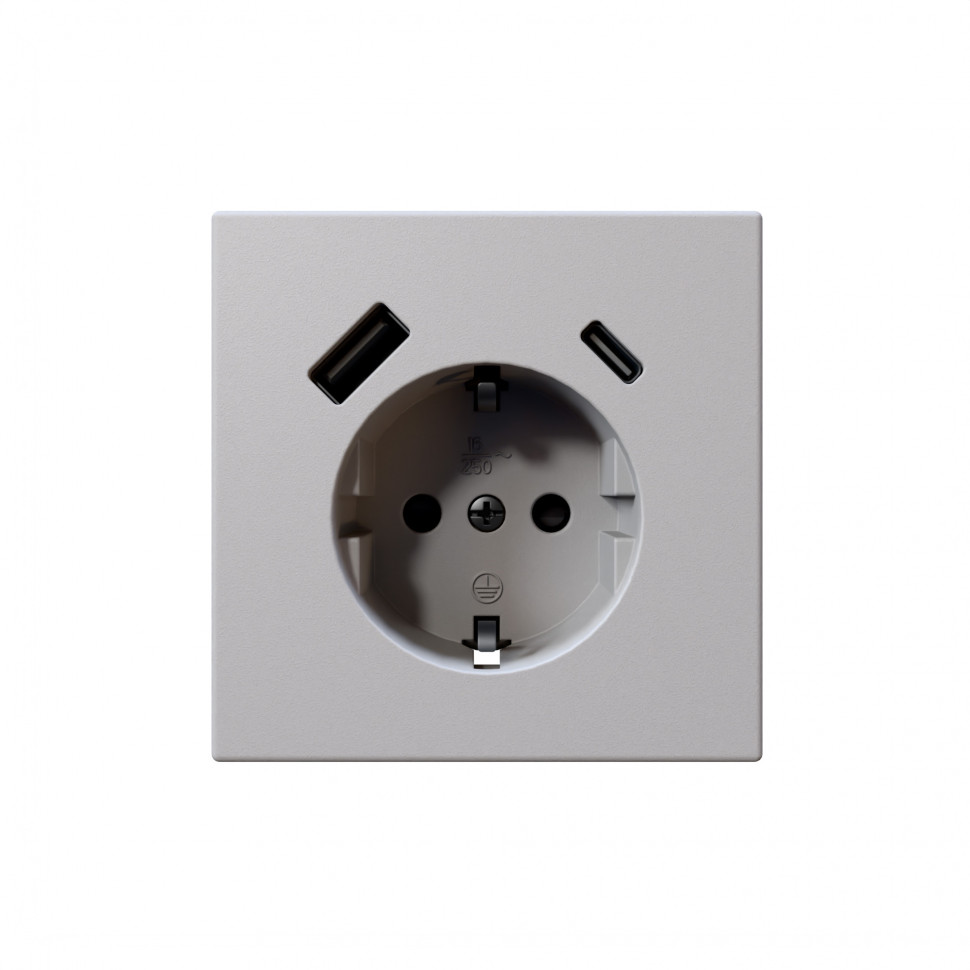 Розетка SCHUKO с USB A+C с з/ш 16A 250V~ 2P+T USB 25W, цвет Белый матовый (soft touch) Jasmart FD5501USB-25PWM в #REGION_NAME_DECLINE_PP#
