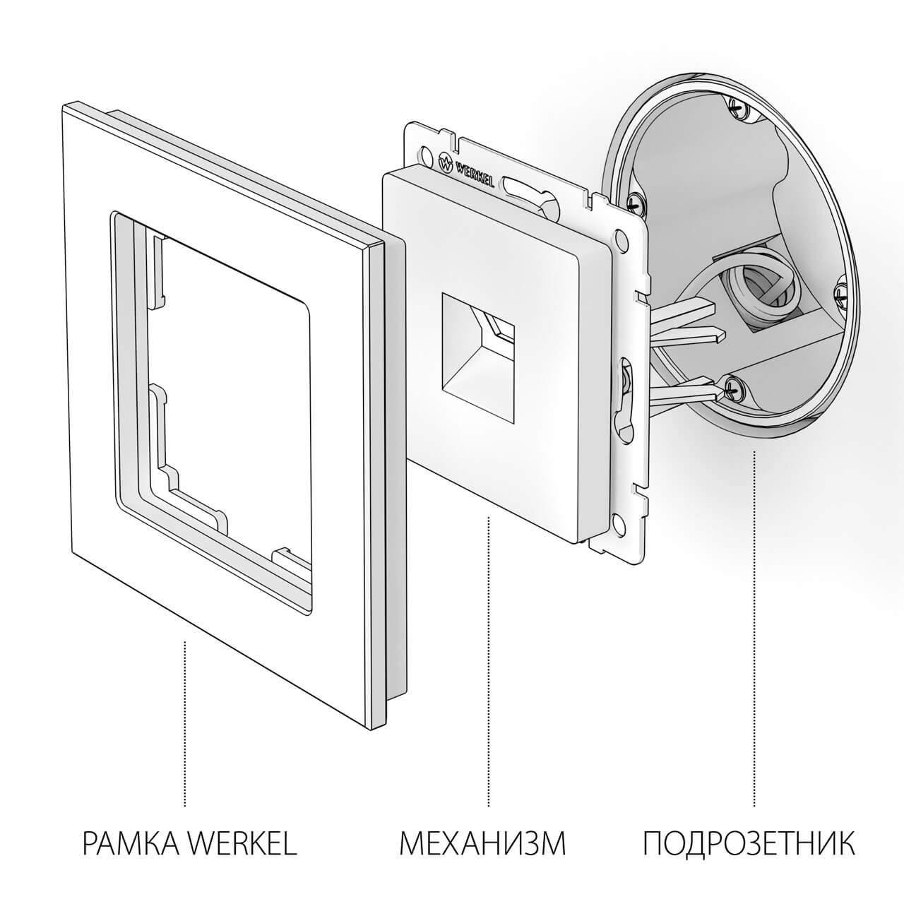 Розетка Ethernet RJ-45 Werkel глянцевый никель W1181002 4690389158247 в Санкт-Петербурге