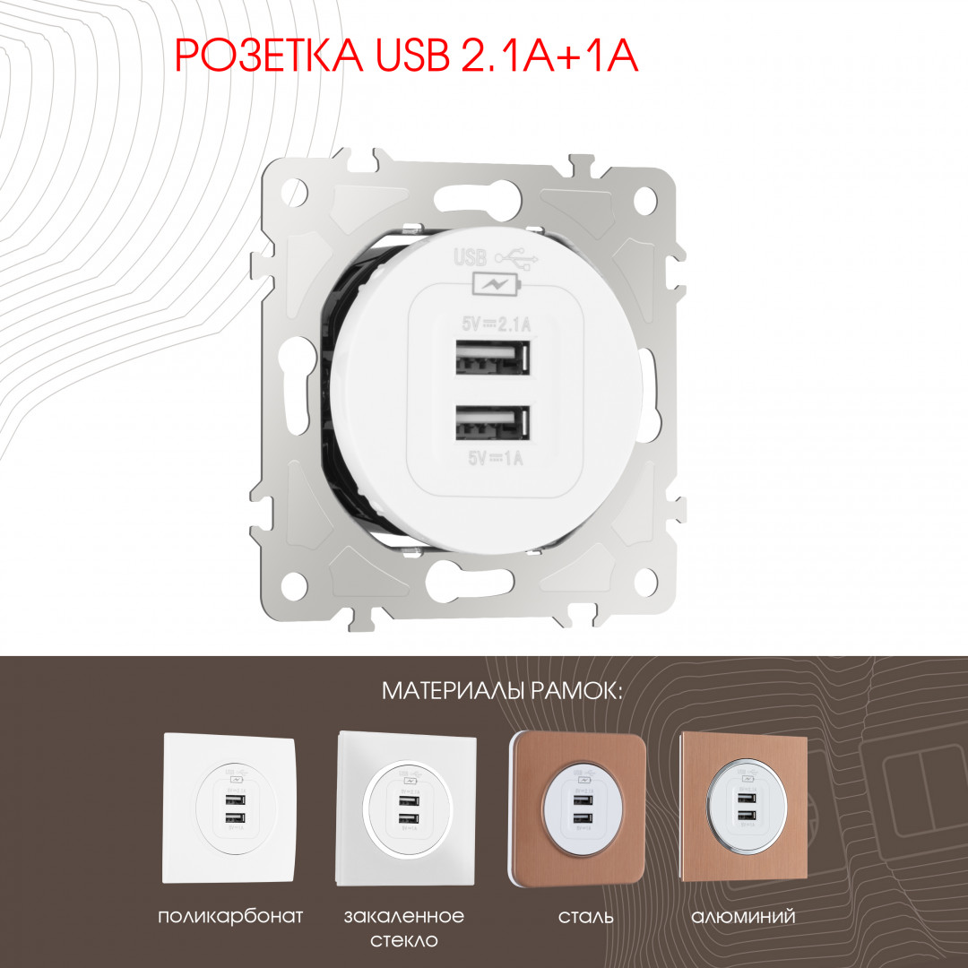 Розетка USB 2.1А+1А Arte Milano 202.46-1.white в #REGION_NAME_DECLINE_PP#