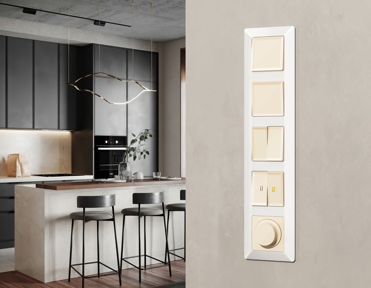 Комплект механизма 2-кл выключателя с самовозвратом с подсветкой 3200K ALFA Бежевый матовый QUANT Ambrella Volt MA324050 (AP3240, VM129, G11Y) в Санкт-Петербурге
