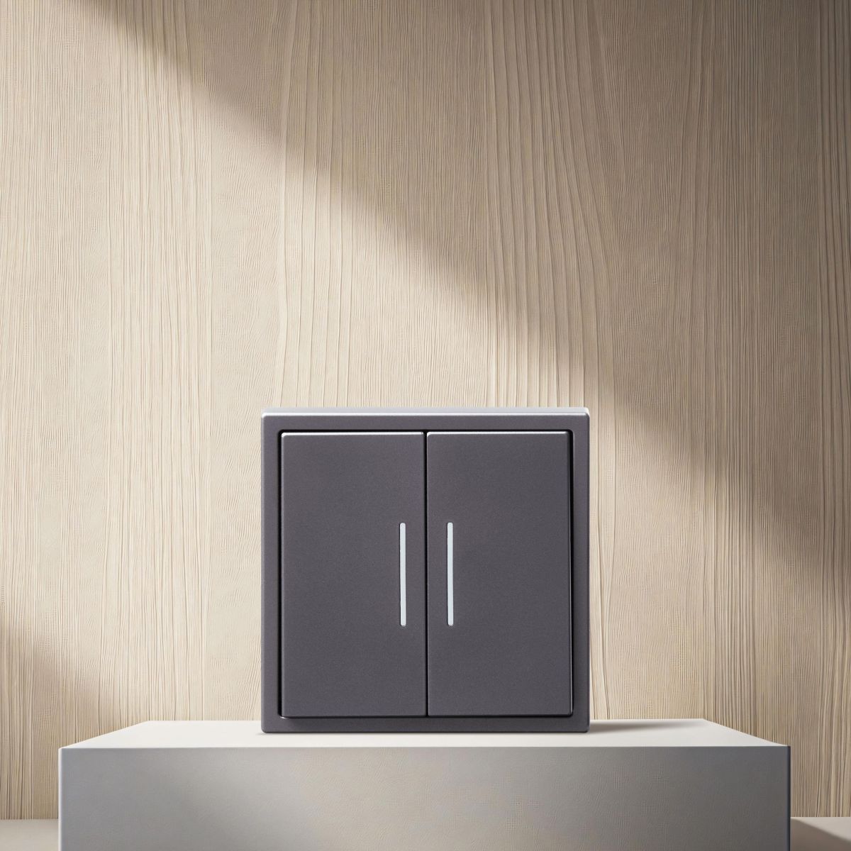 Выключатель 2-клавишный 10А/250В с LED подсветкой, серый Kollinger Eclipse EC-010GY в #REGION_NAME_DECLINE_PP#