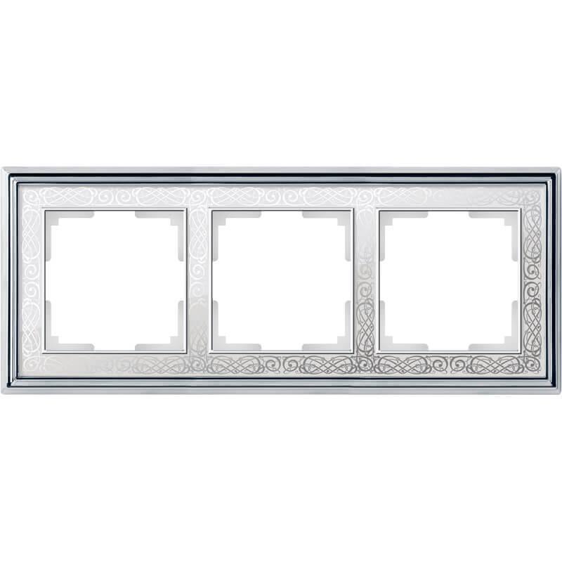 Рамка Werkel Palacio Gracia на 3 поста хром/белый WL77-Frame-03 4690389126093 в Санкт-Петербурге