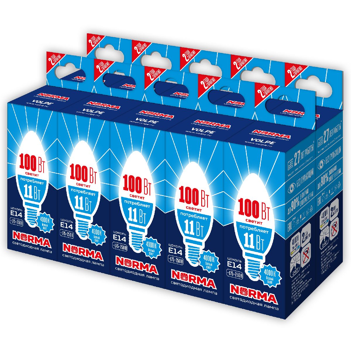 Лампа светодиодная Volpe Norma LED-C37-11W/NW/E14/FR/NR Набор из 10штук UL-00012502 в Санкт-Петербурге