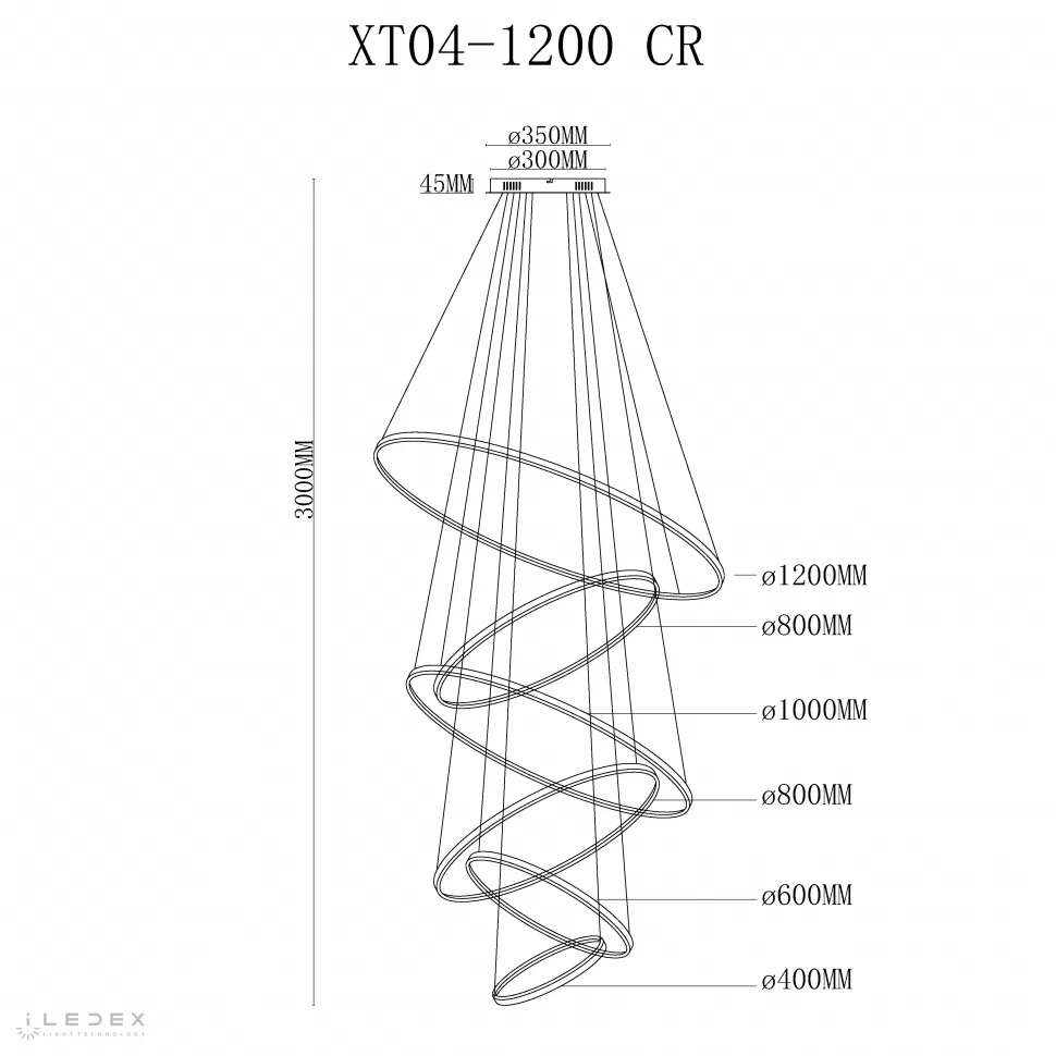 Подвесная люстра iLedex Axis XT04-D1200 CR в Санкт-Петербурге