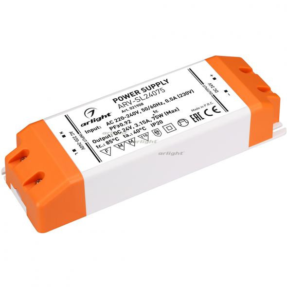 Блок питания Arlight ARV-SL24075 (24V, 3.15A, 75W, PFC) 021908 в Санкт-Петербурге