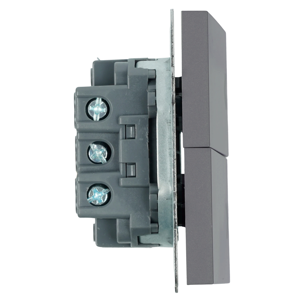 Выключатель двухклавишный Stekker Эмили RSW10-5116-10 платиново-серый soft touch 50823 в Санкт-Петербурге