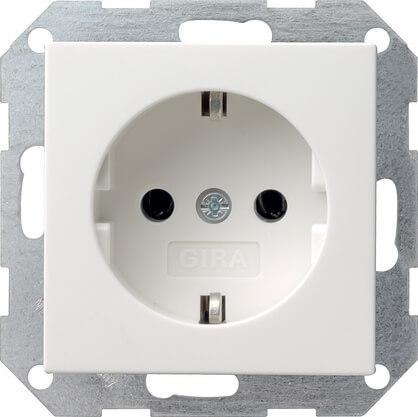Розетка Gira System 55 Schuko с/з 16A 250V безвинтовой зажим чисто-белый шелковисто-матовый 046627 в Санкт-Петербурге