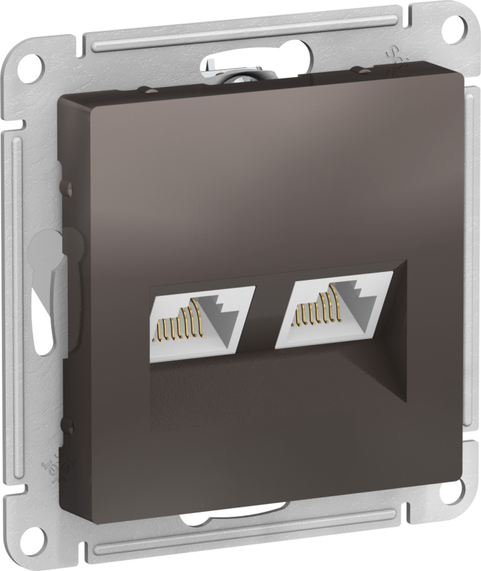 Розетка двойная компьютерная мокко RJ45+RJ45 Schneider Electric Atlas Design ATN000685 в Санкт-Петербурге