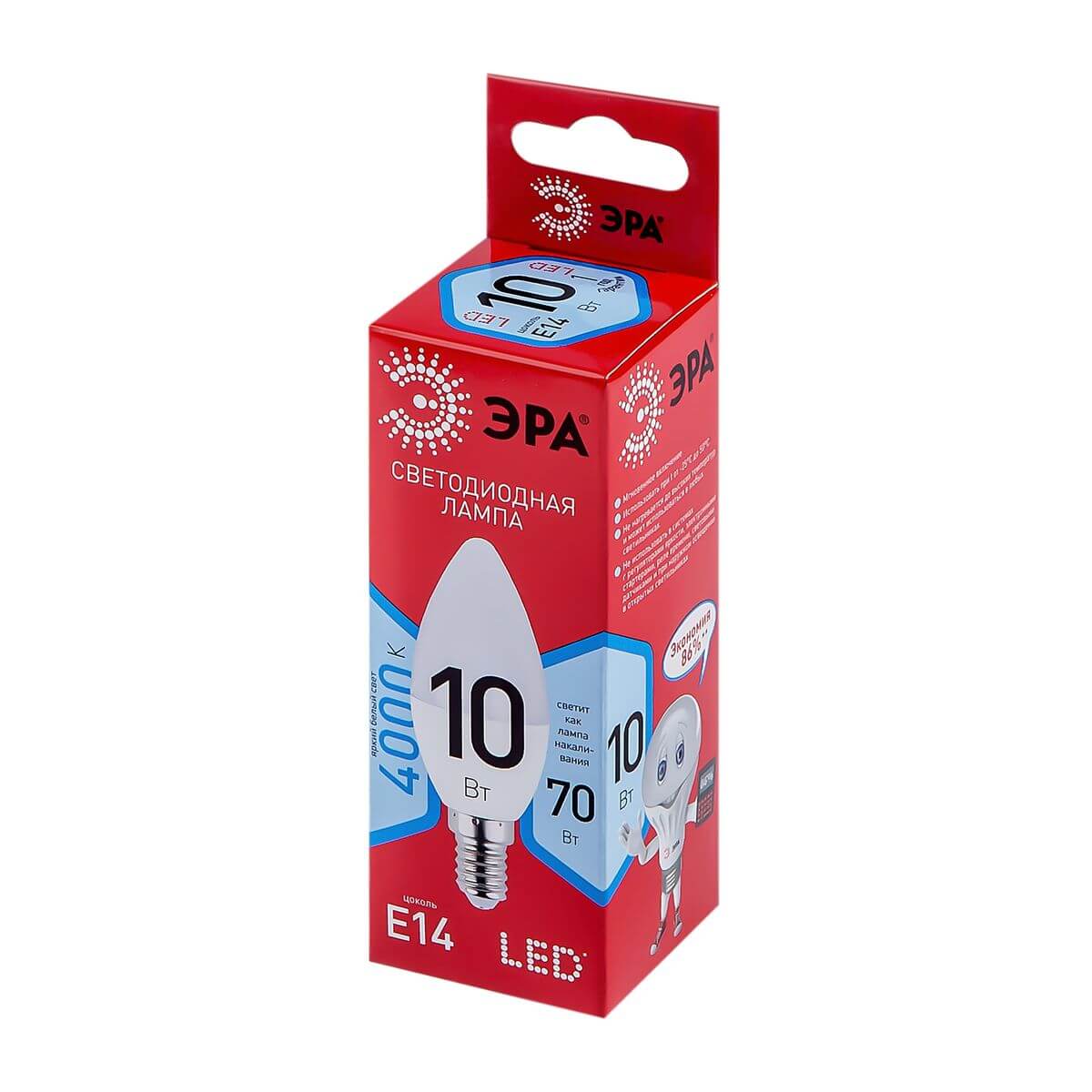 Лампа светодиодная ЭРА E14 10W 4000K матовая LED B35-10W-840-E14 R Б0049642 в Санкт-Петербурге