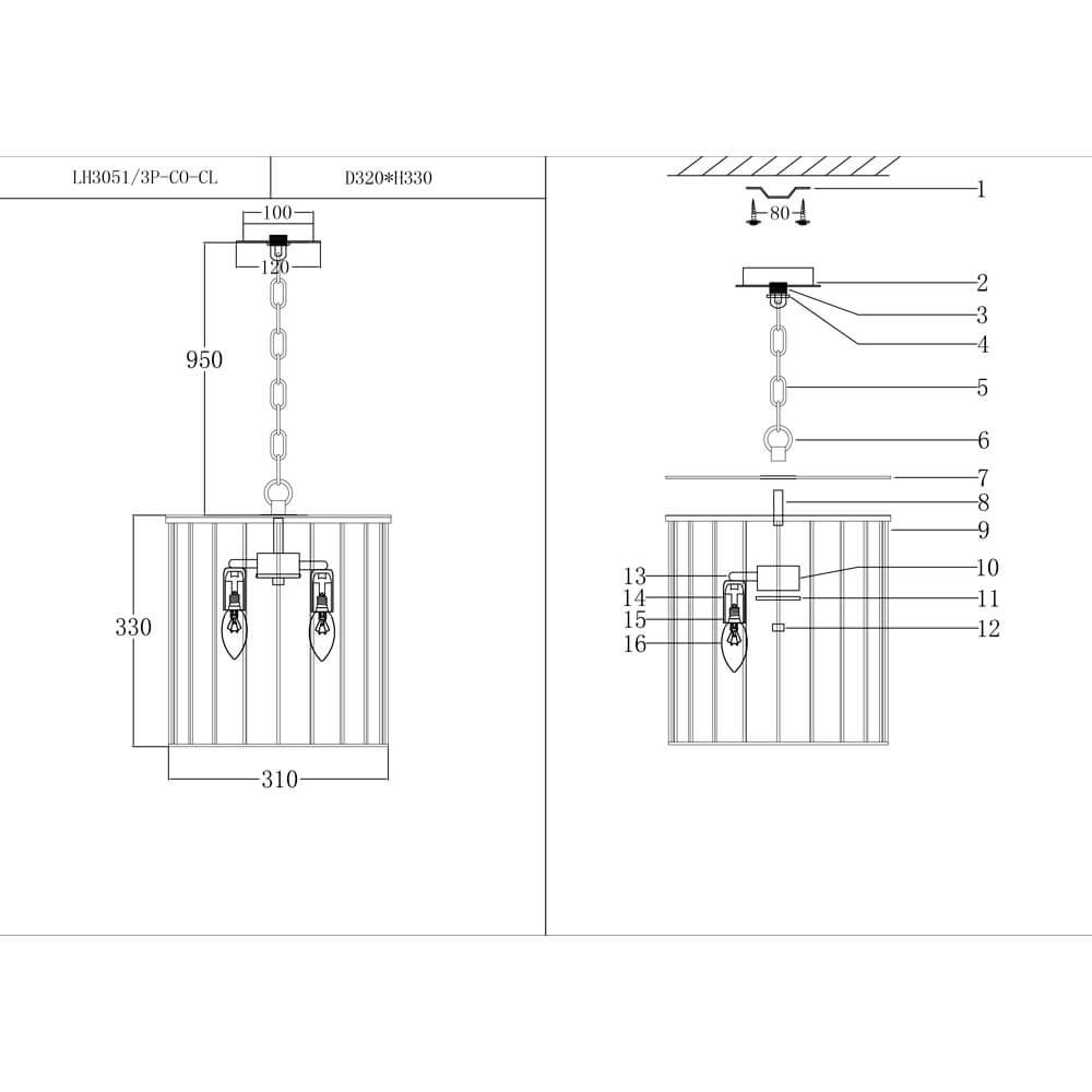 Подвесной светильник Lumien Hall Доло LH3051/3P-CO-CL в Санкт-Петербурге