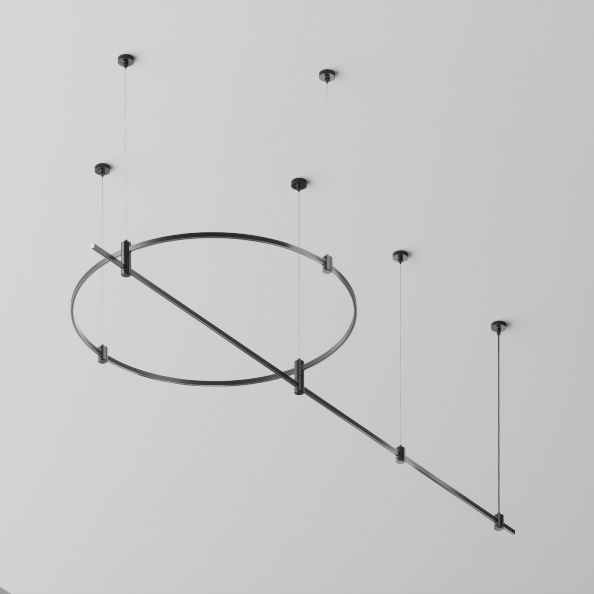 Основание круглое+прямое  на тросовых подвесах Hang для трековых светильников Maytoni Technical Flarity TFC-Flar-H05-B в Санкт-Петербурге