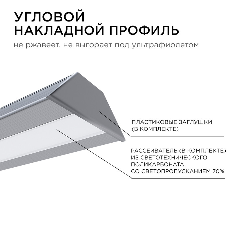 Комплект алюминиевого профиля с рассеивателем Apeyron 08-07-03 в Санкт-Петербурге