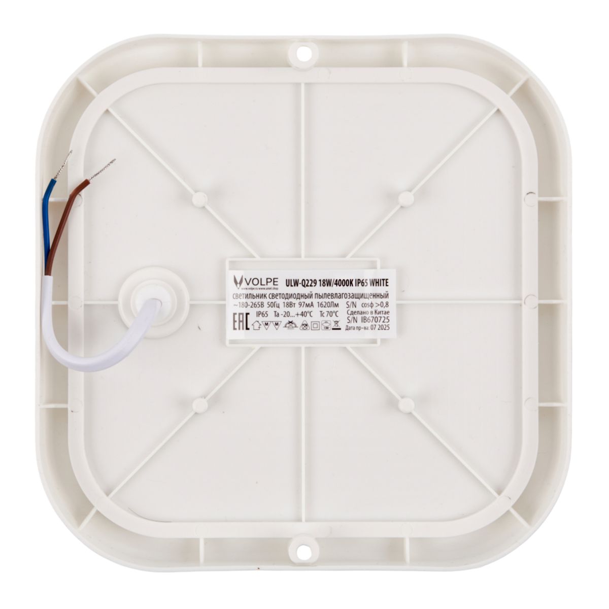 Накладной светильник влагозащищенный Volpe ULW-Q229 18W/4000K IP65 WHITE UL-00013190 в Санкт-Петербурге