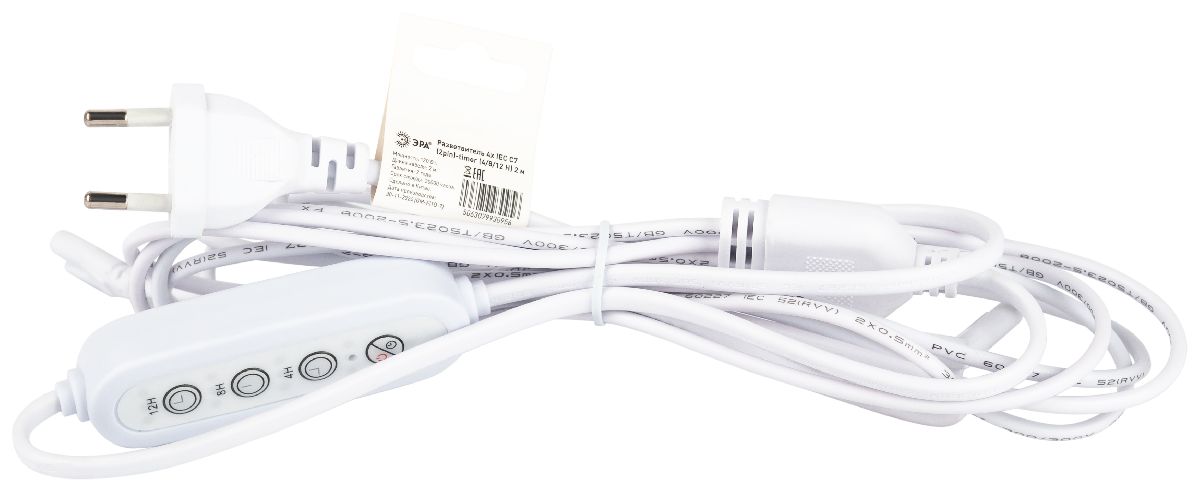 Разветвитель сетевой для линейных светильников Эра 4х IEC C7 2pin+timer (4/8/12 H) 2 м Б0066964 в #REGION_NAME_DECLINE_PP#