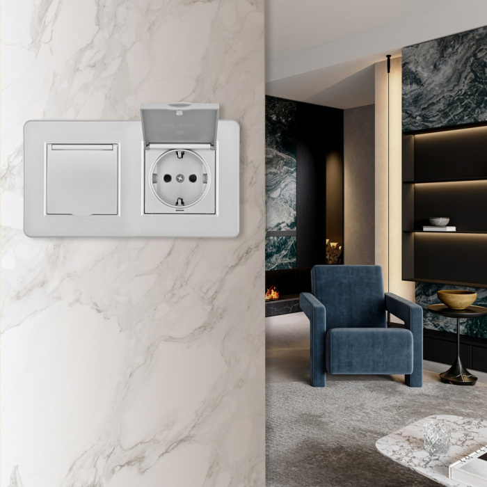 Розетка Arte Milano SET16-2-41-1x2 silver в Санкт-Петербурге