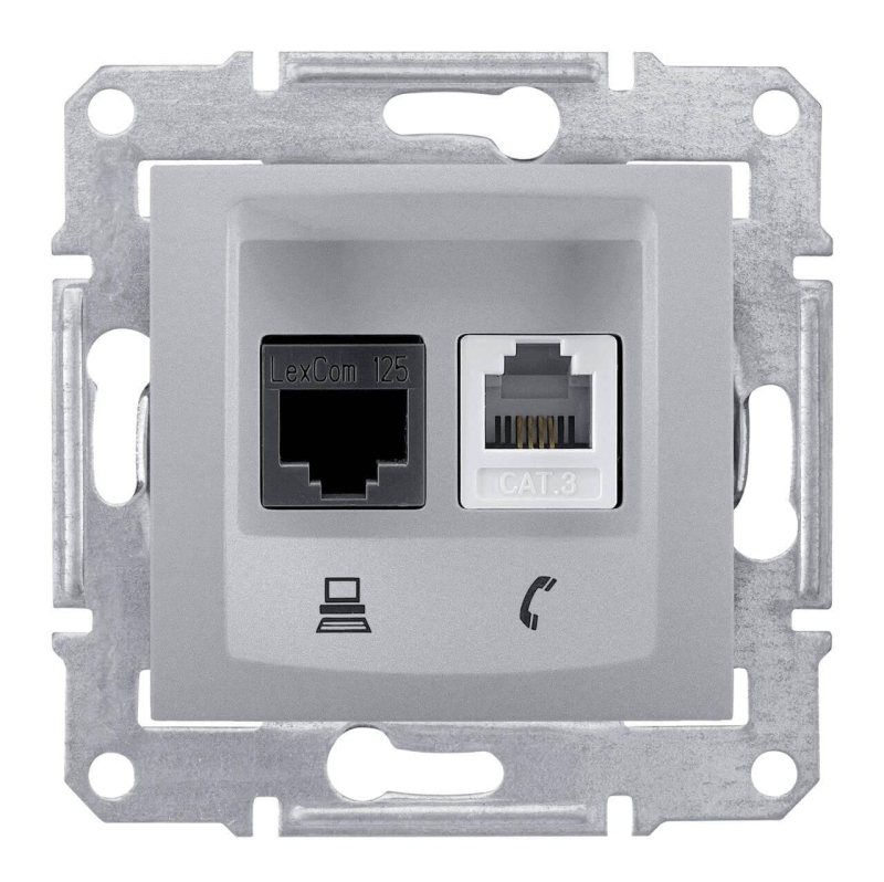 Розетка телефонная RJ-11 и Ethernet RJ-45 Schneider Electric Sedna UTP SDN5100160 в Санкт-Петербурге