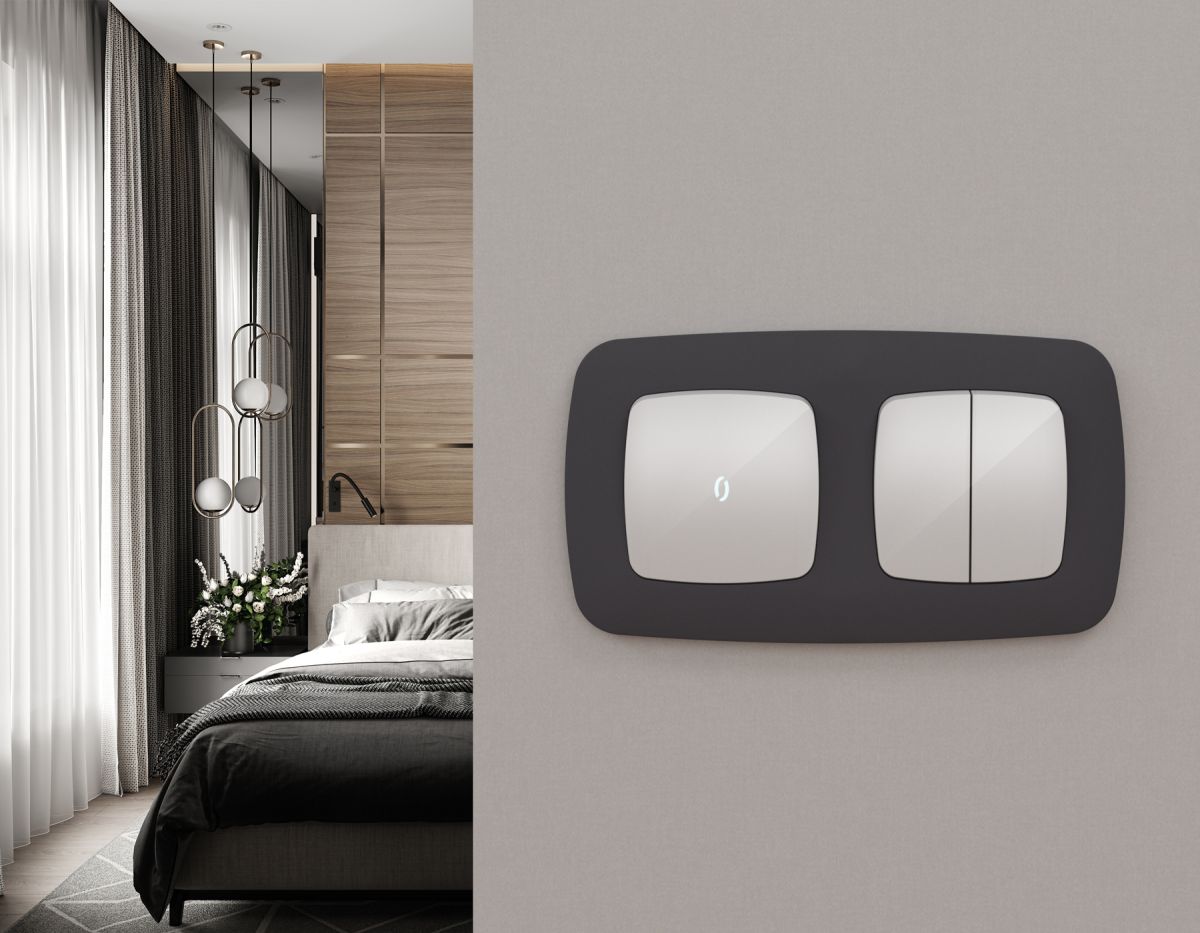 Комплект механизма 2-клавишного перекрестного выключателя Ambrella Volt 10A-250V OMEGA MO403030 Серебро глянец QUANT (OP4030, VM125) в Санкт-Петербурге