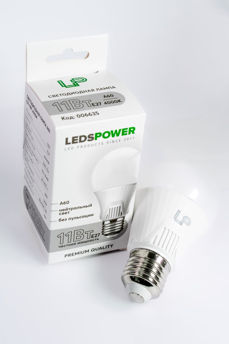 Светодиодная лампа LEDS POWER A60 E27 11Вт 4000К 006635 в Санкт-Петербурге