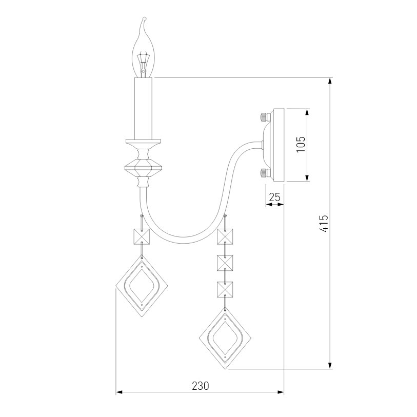 Бра Eurosvet Telao 10120/1 хром/дымчатый хрусталь Strotskis (10110/1) в Санкт-Петербурге