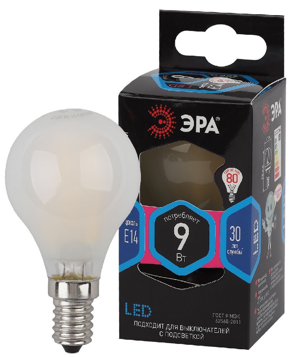 Лампа светодиодная Эра E14 9W 4000K F-LED P45-9w-840-E14 frost Б0047027 в #REGION_NAME_DECLINE_PP#